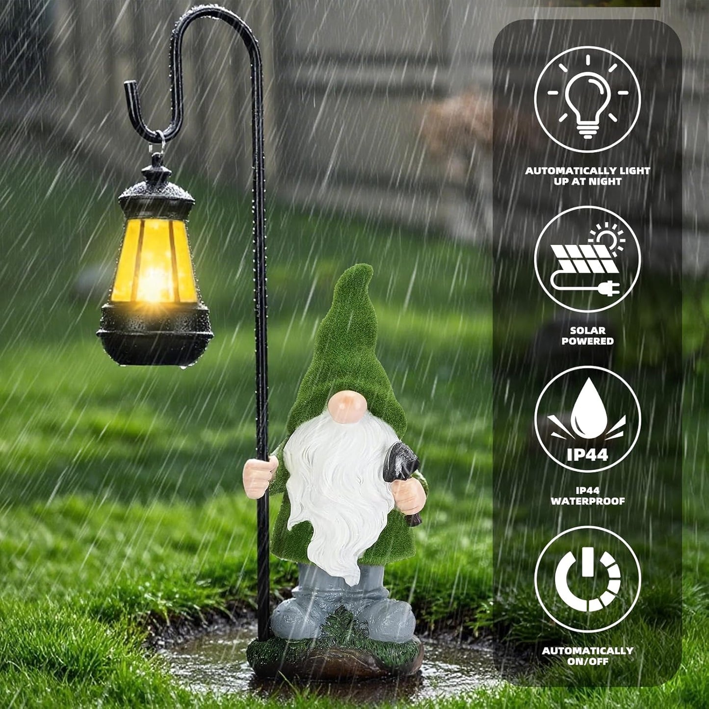 Solar Garden Gnome Decor Outdoor Statue - Gnome With LED Waterproof Sculptures Lights, Cute Gnome Pond/Yard Statues Outside Decoration, Home, Lawn, Patio, Resin Animal Ornament, Women/Gardening Gift