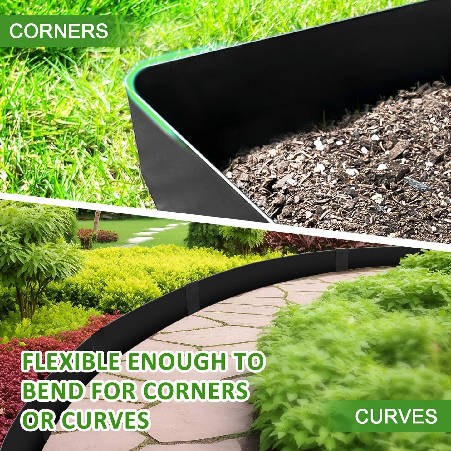 Hugeleaf 4.5 Inch Metal Landscape Edging, Metal Garden Edging with 11Pcs Stakes, 40 Inch Steel Landscape Edging Pack of 10 (33 Feet Total Length)