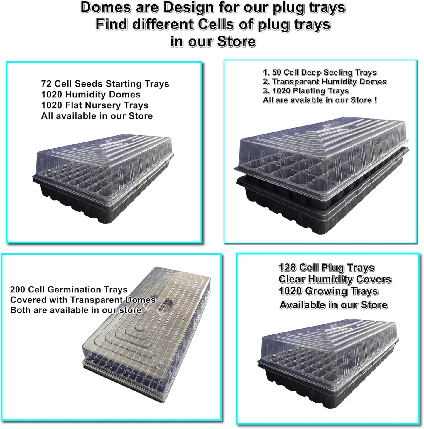 10 Pcs Humidity Dome, Plastic Clear Seed Starter Dome 1020 Tray Covers Humidifying and Insulating for Greenhouse Germination and Garden Growing (21.5"×11.5", 3.15" Height, 10-Pack)