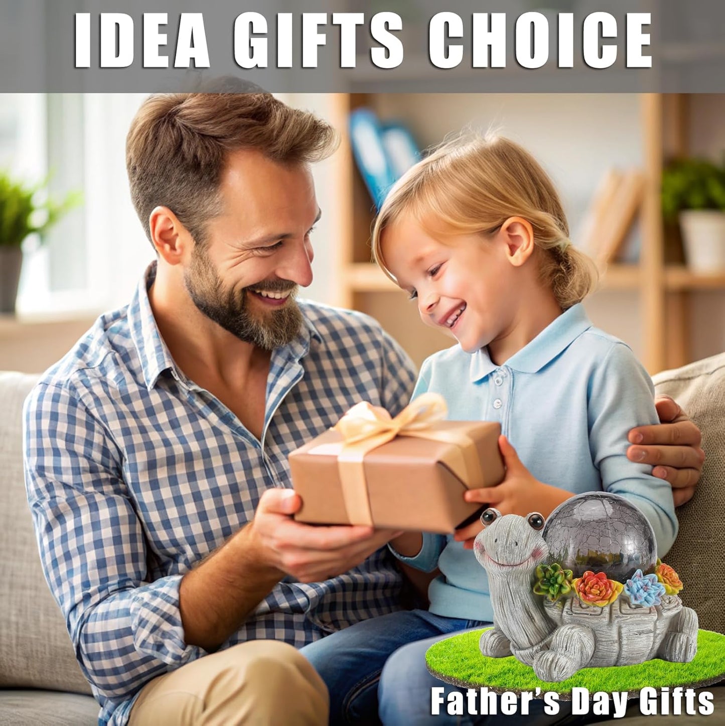 Solar Turtle Garden Statue Lights for Outdoor Decor with Cracked Glass LED Figurine Lighting Resin Succulent Tortoise Decorations Patio Lawn Yard Housewarming Mom Gifts (Grey, Large)