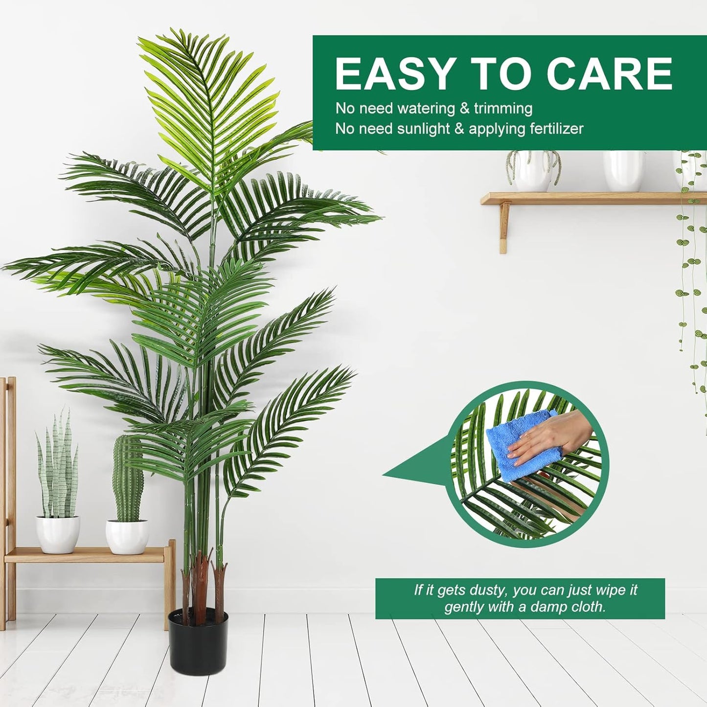 Jexine 4 Pack Artificial Palm Trees 5Ft, Fake Plants Fake Trees Artificial Areca Palm Plants for Outdoor Indoor Faux Palm Tree in Pot for Pool Home Decor Office Housewarming Gift Modern Decoration