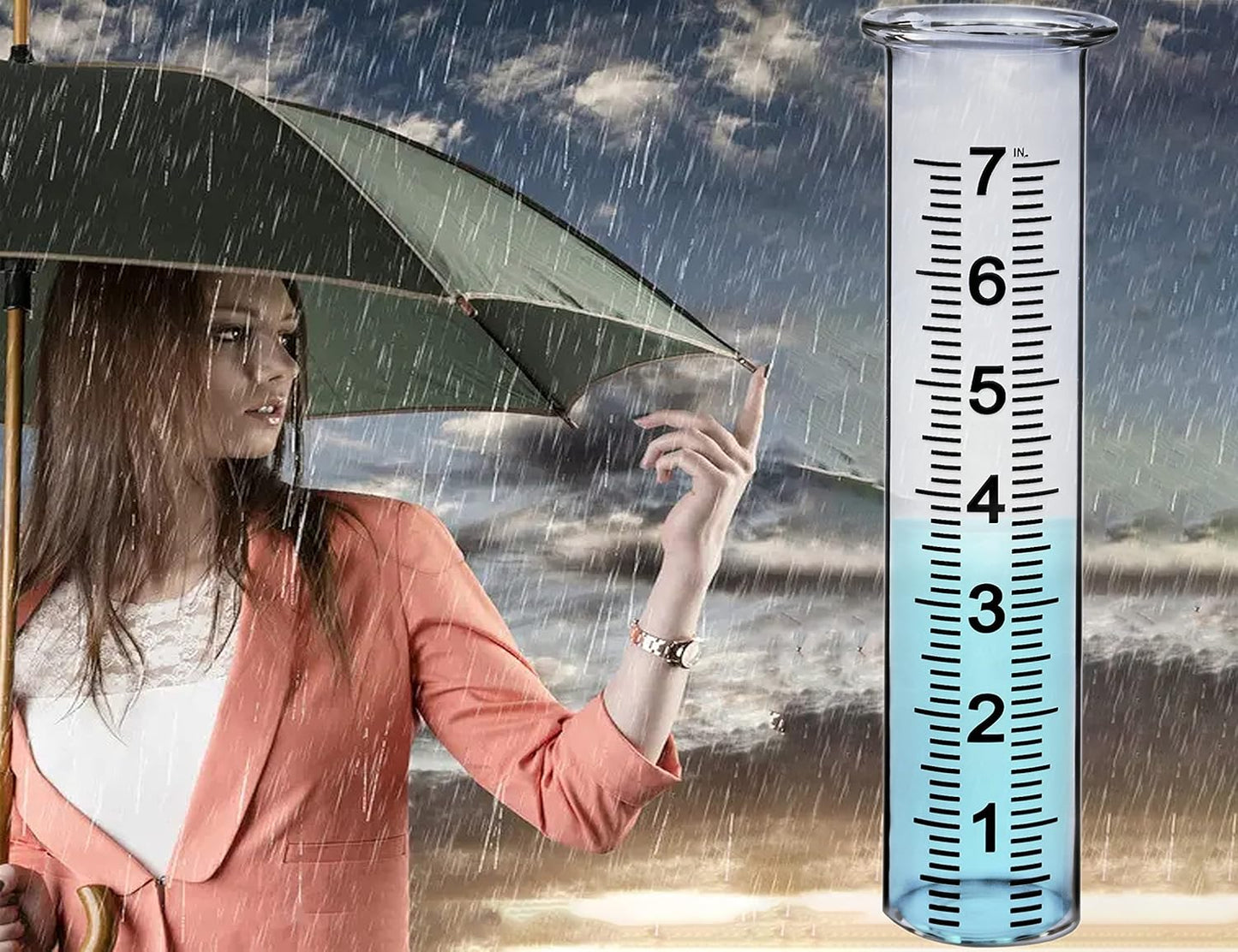 BIUWING 7" Capacity Glass rain Gauge Replacement Tube for Outdoors Yard Garden with Lip, Best Rated, Easy to Read (2 pcs)