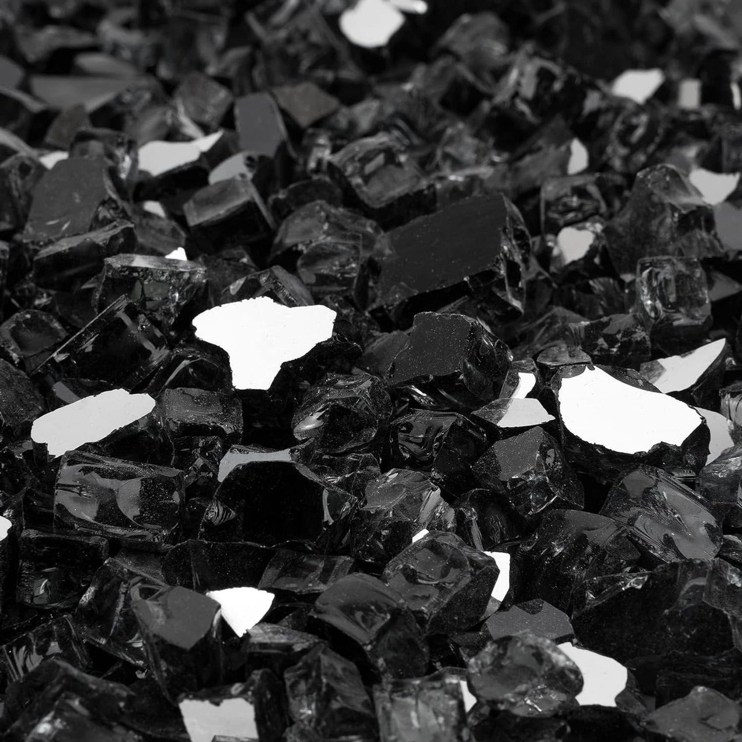 Mr. Fireglass 10 Pounds Fire Glass - 1/4 Inch High Luster Reflective Tempered Glass Rocks for Fireplace Fire Pit Table and Landscaping, Onyx Black