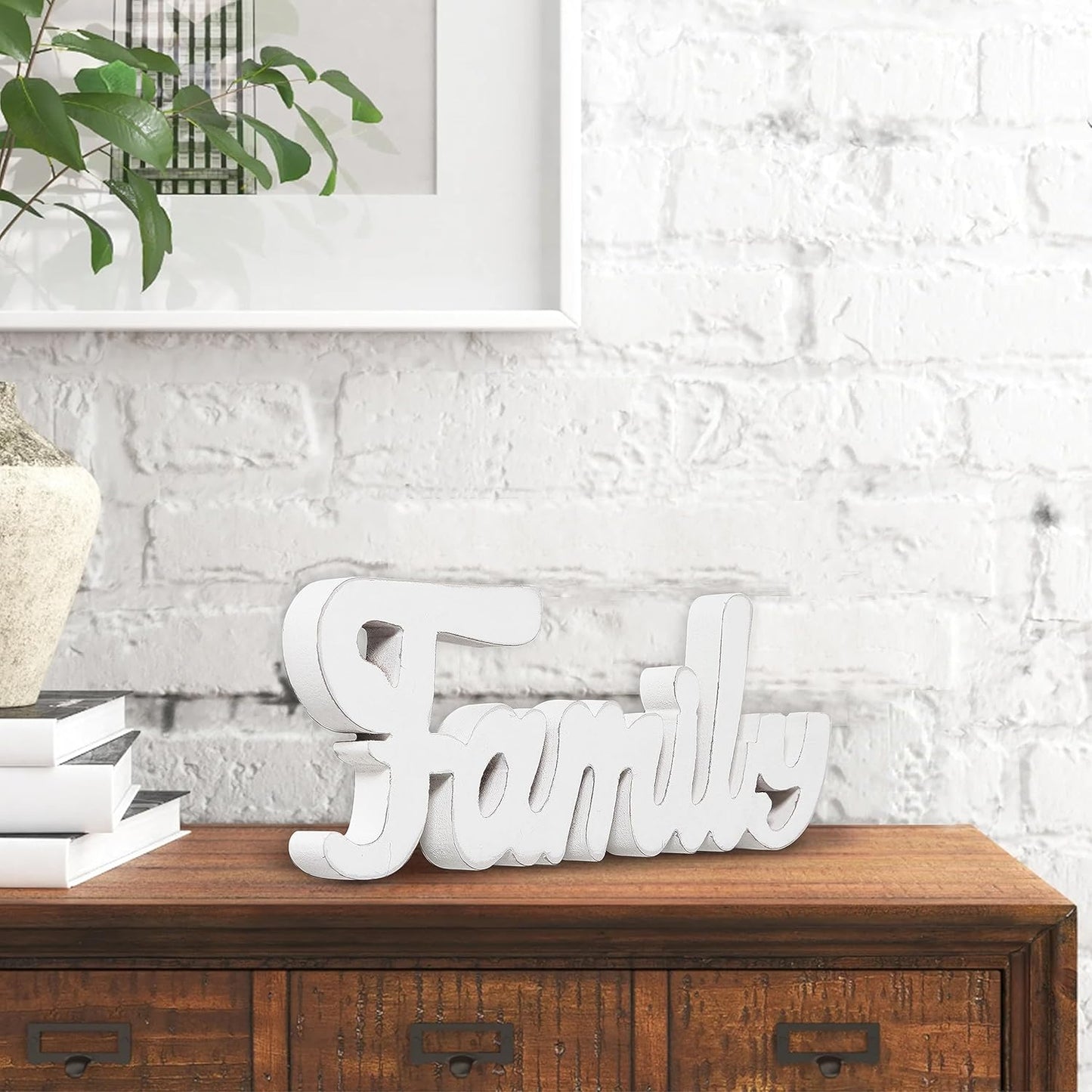 Rustic Wooden Family Signs for Home Decor Wall 15", Farmhouse Distressed White Christmas Tabletop Decor Signs, Fireplace Mantle decor, Thanksgiving Family Wall Decor for Living Room