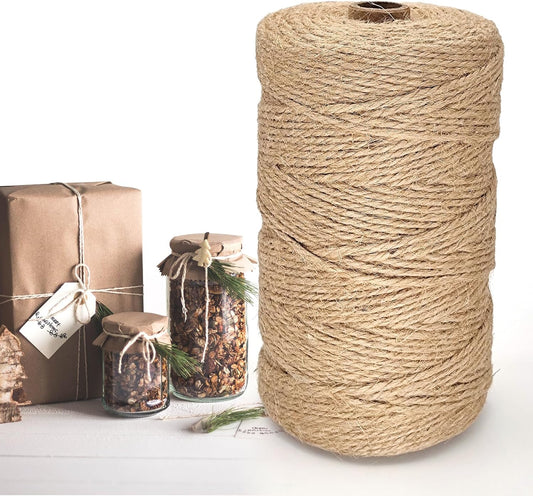 Twine String, 3mm 820FT Jute Rope for Handmade Arts Crafts Gift Wrapping, Burlap String for Gardening Climbing Plant, Hemp Cord for Halloween Christmas Wedding Decoration