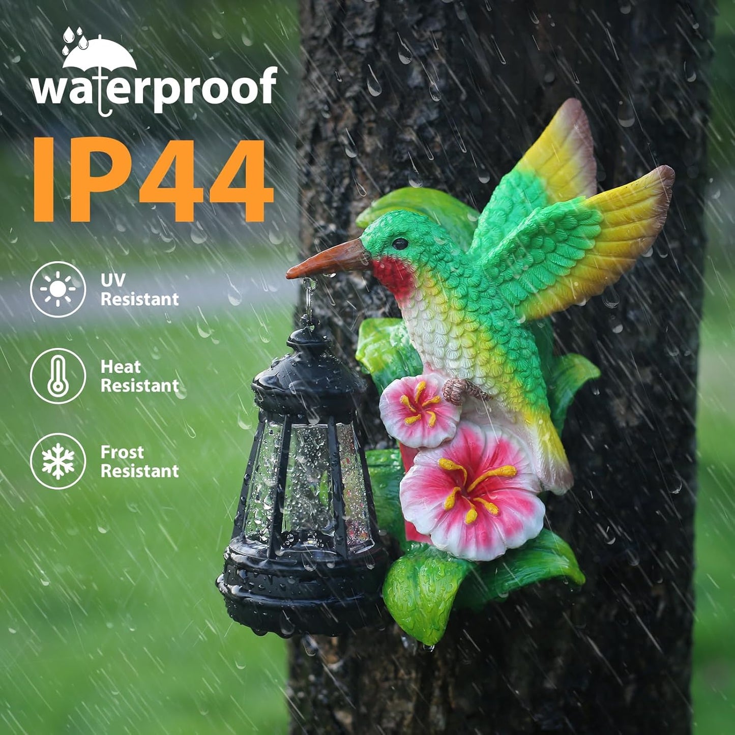 Solar Garden Outdoor Decor Hummingbird Statues, Hummingbird Solar Lights Garden Decor for Outside Yard Tree Wall Gate Balcony, Unique Gifts for Women Mom