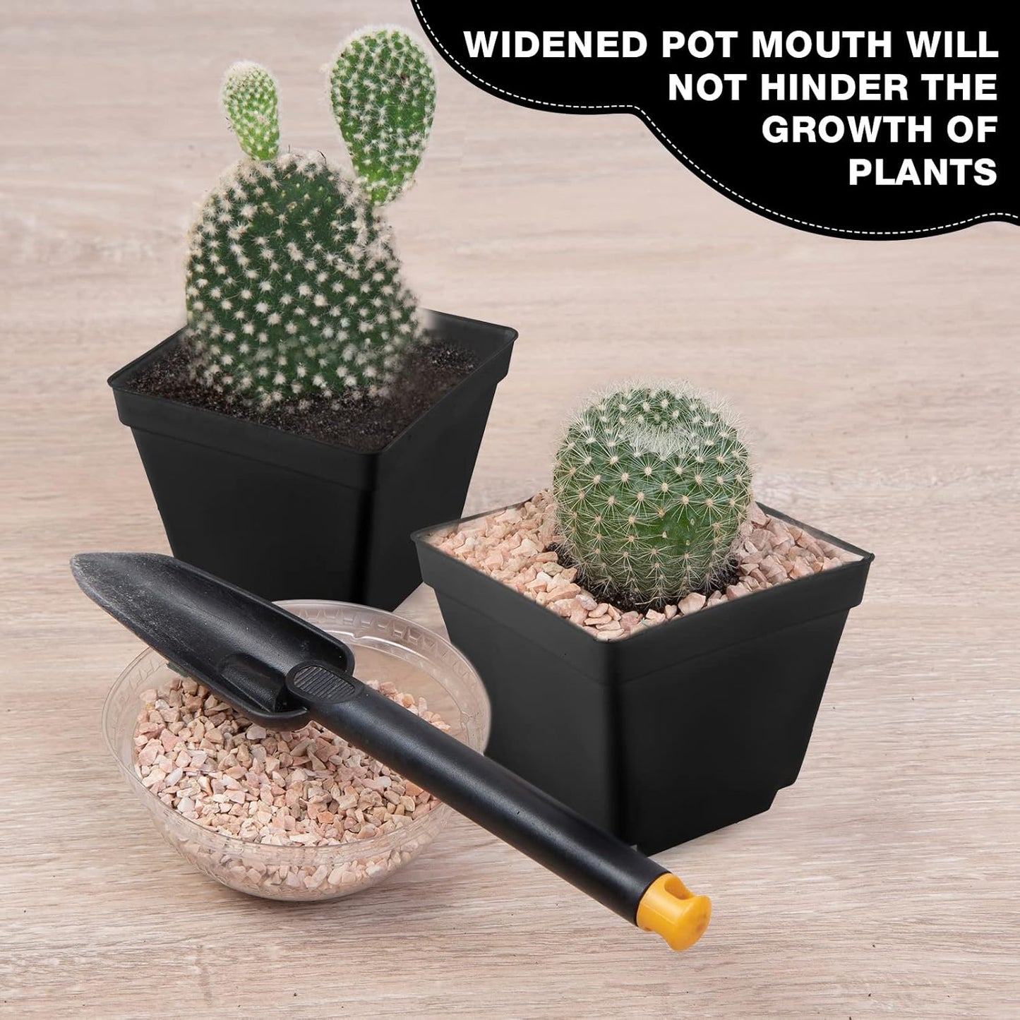 100 Pieces 4 Inch Flower Pots Square Plants Nursery Pot Plastic Plant Seedling Pots Nursery Transplanting Planter Container with Saucer for Indoor Herbs Succulents Balcony Garden Office (Black)