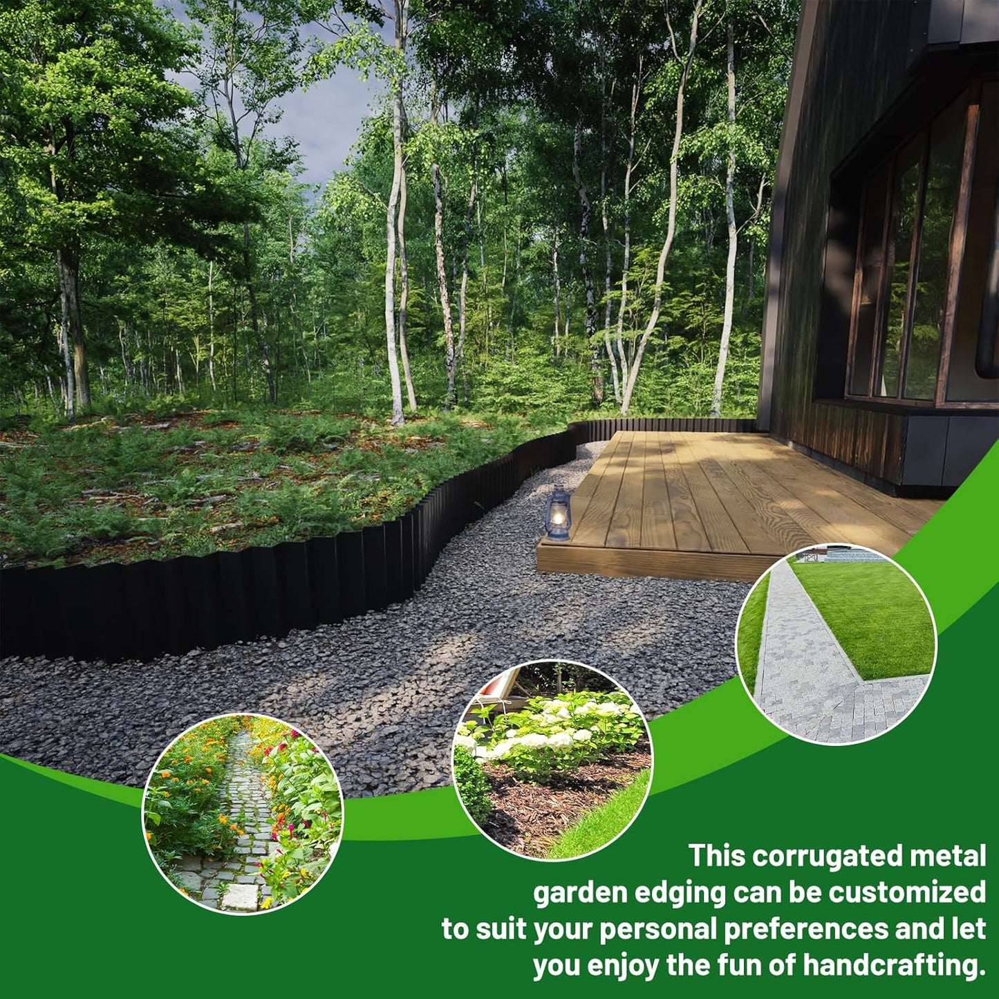 SnugNiture Corrugated Metal Garden Edging,6" x 20' Sturdy Lawn Edging Border,Landscape Edging Border for Lawn, Flower Bed,Garden and Yard