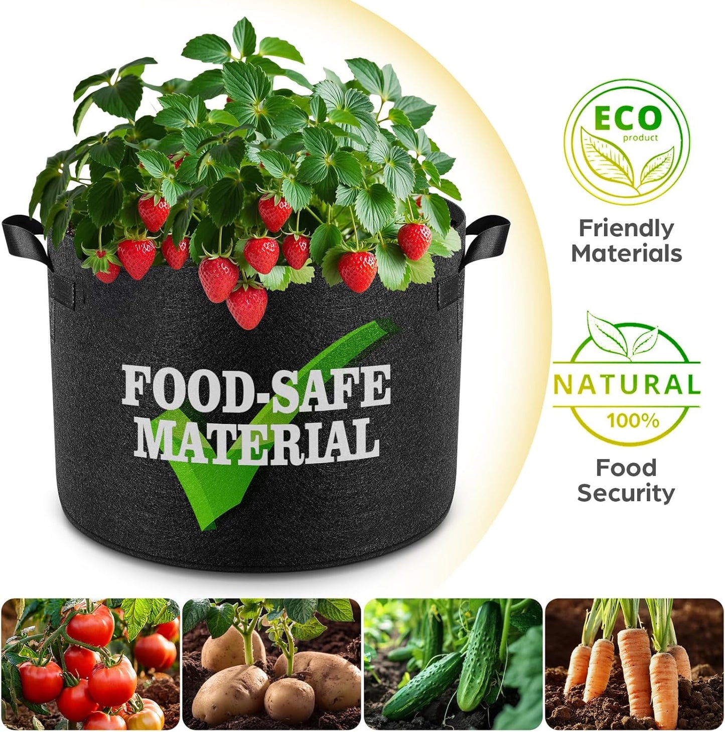 10 Pack 25 Gallon Grow Bags, Thickened Nonwoven Fabric Planter Pots with Handles, Heavy Duty 300G Garden Pots for Tomato, Potato and Vegetable