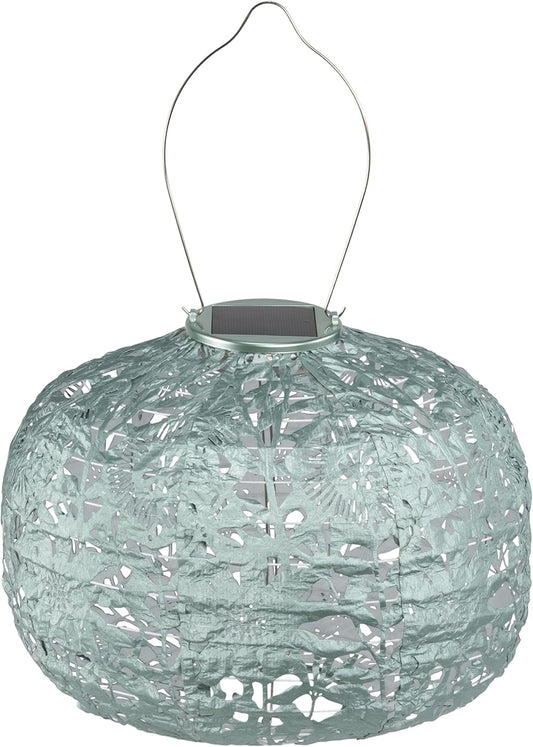 Allsop Soji Stella - Floral Punch - Square Sunflower - 11" Outdoor Solar Lantern - Sage