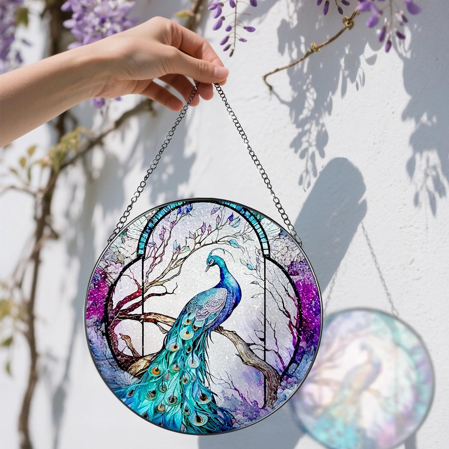 Stained Glass Window Hanging, Stained Glass Suncatcher, Peacock Sun Catcher, Window Decor, Peacock Gift, Gifts for Mothers Day, Christmas or Birthday Gift, Gifts for Her Mom Grandmother Daughter