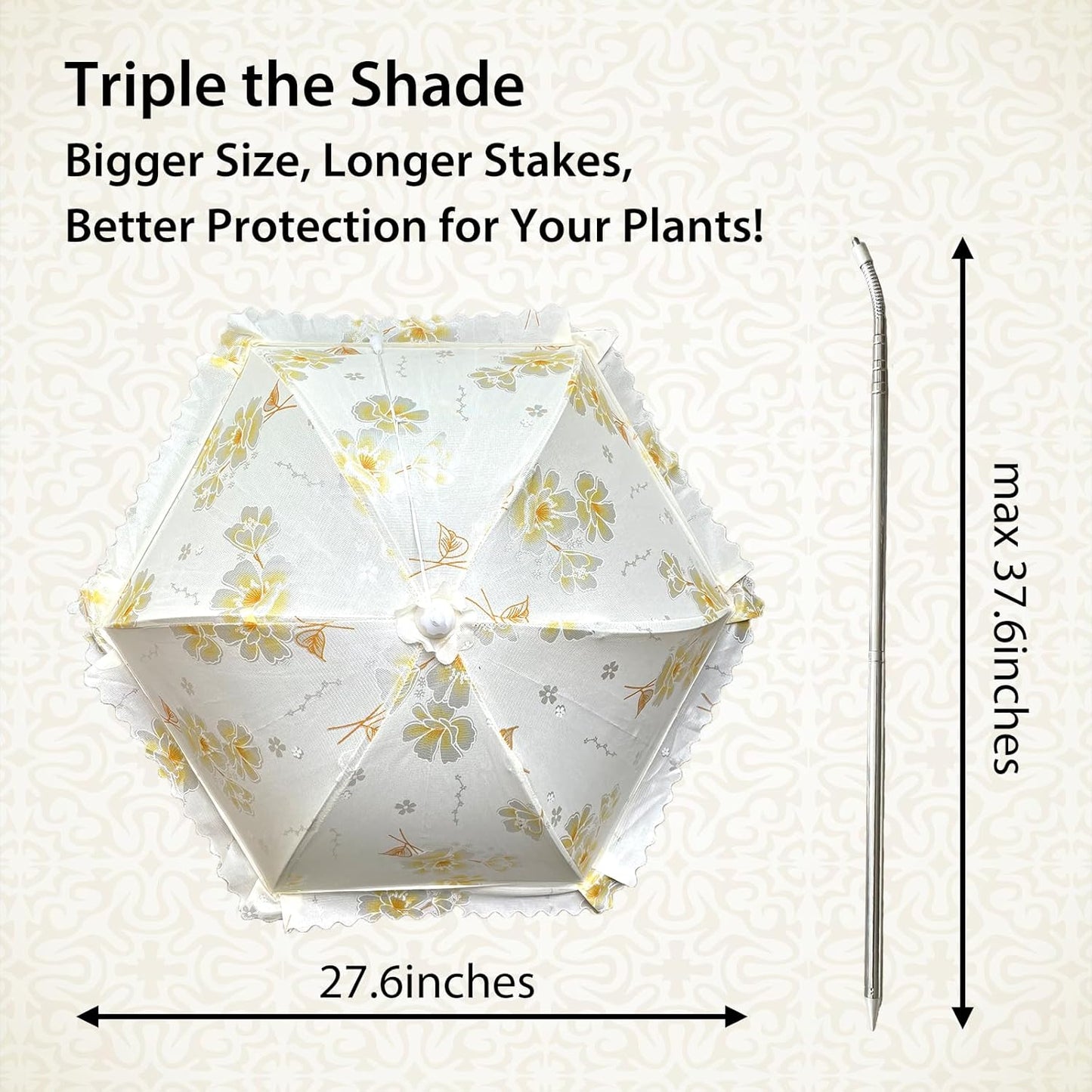TIMSO Adjustable 3 Pack Plant Shade Umbrella for Outdoor Garden - Sun Protection Cloth & Umbrella for Plants, Potted Plants, and Garden Beds