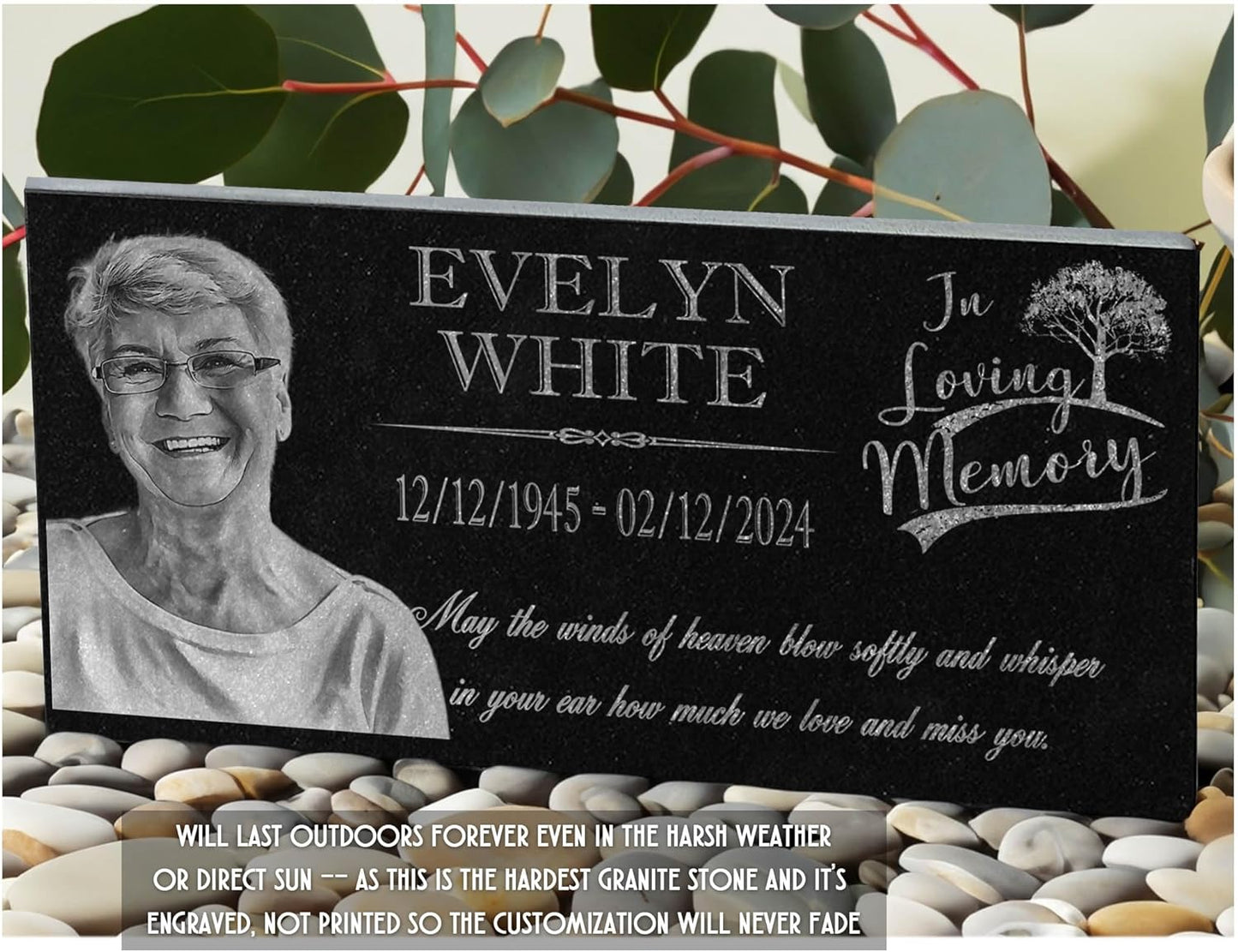 in Loving Memory Photo Tree of Life Personalized Granite Memorial Stone Sympathy Remembrance of Dad Mom Child