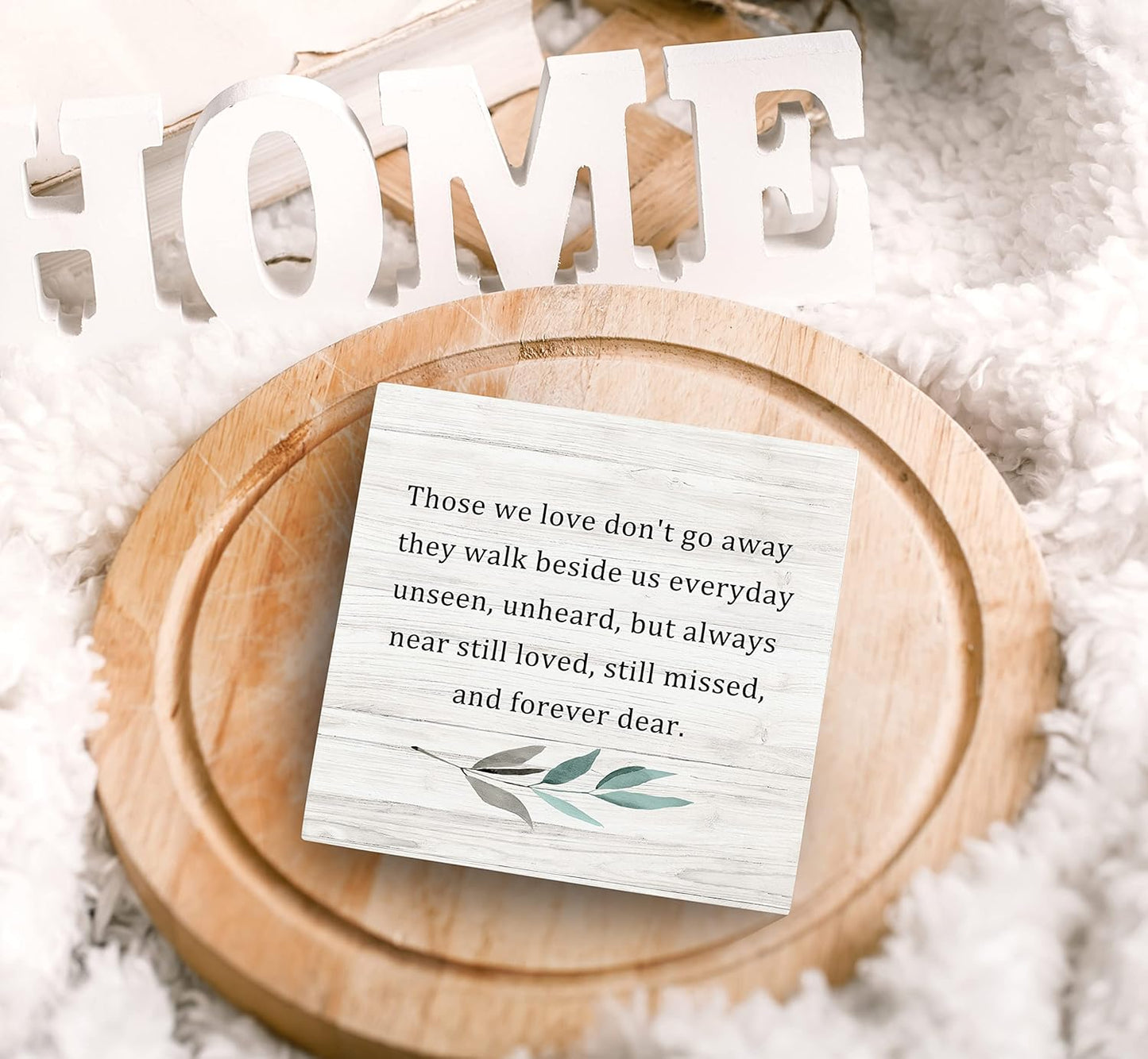 SRADMO Those We Love Don't Go Away Wood Box Sign Desk Decor, Rustic Bereavement Memorial Wooden Block Box Sign Decoration For Home Living Room Shelf Table Decor, Bereavement Memorial Decoration