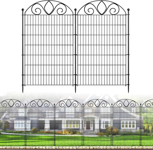 8 Panels No Dig Tall Garden Fence Panel – 48" H X 21' L Rustproof Metal Dog Fence Outdoor for Yard, Decorative Animal Barrier Fence for Pet, Garden Border, Patio, Flower Beds| Temporary Fencing