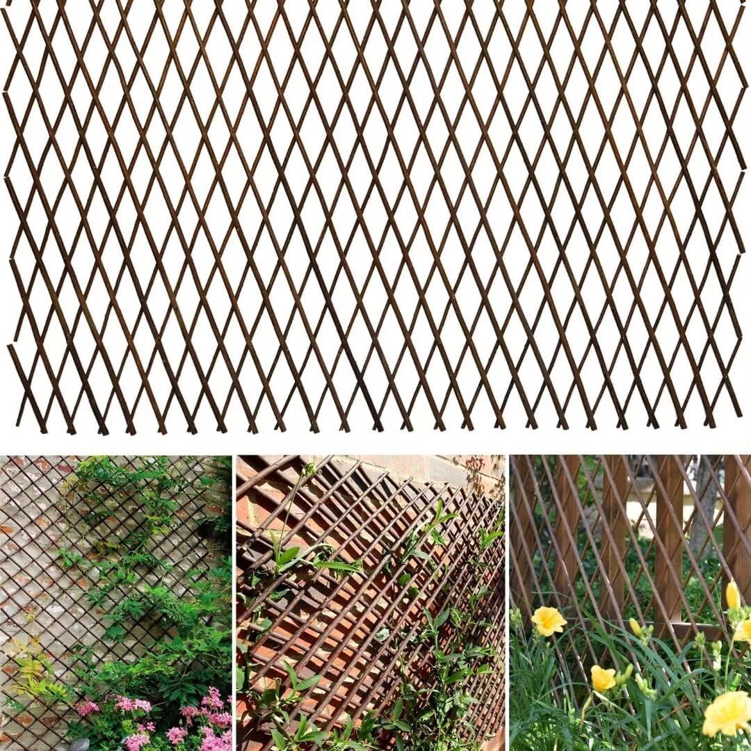 GLANT Lattice Fence Expandable Plant Climbing Trellis, Open Screen Willow Fencing