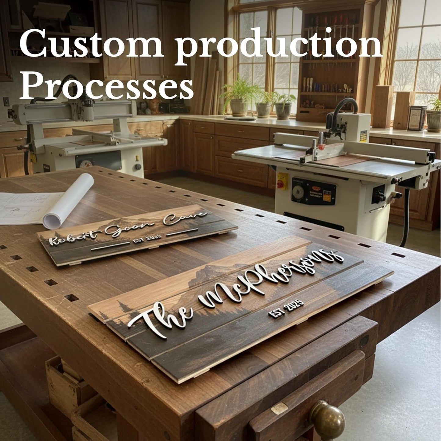 Custom Mountain Family Name Sign - Rustic Wood Wall Decor, Personalized Wedding & Gift for Anniversary Couples, Housewarming Gift for New Home