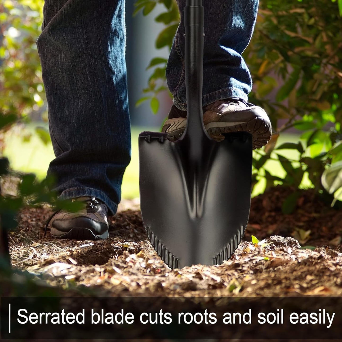 Shovel for Digging, Metal Shovel with Long Fiberglass Handle, Heavy Duty Shovel for Digging, 58 Inches