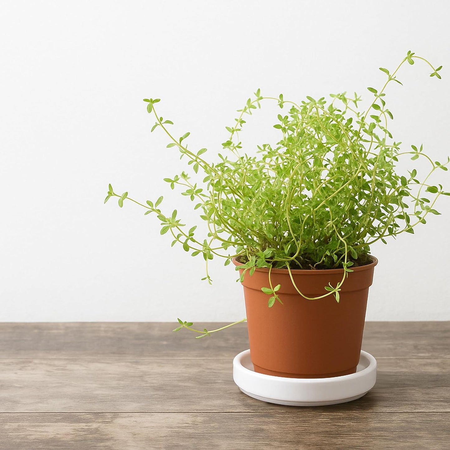 D'vine Dev Modern Round 3.7 Inch Ceramic Plant Pot Saucer, Planter Pot Drainage Tray for Indoor Plants, Set of 4, Matte White, 97-T-A-11