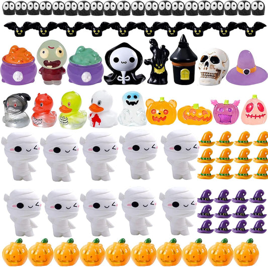 87 Pcs Halloween Mini Resin Figures 23 Styles Tiny Resin Animals Pumpkin Ghost Skull Miniatures Bulk for Halloween Party Favors Bag Fillers Garden Dollhouse Decor