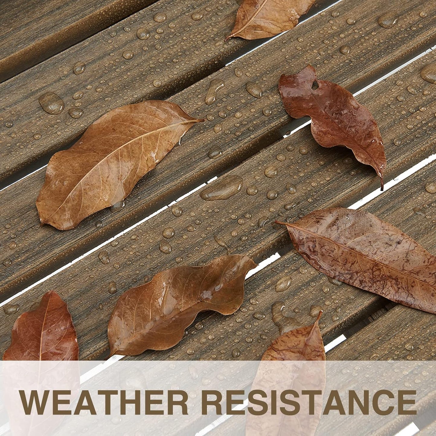 Outdoor Bench, 2-Person Garden Bench, Poly Lumber Patio Bench for Outdoors, Porch, and Park (Light Brown)