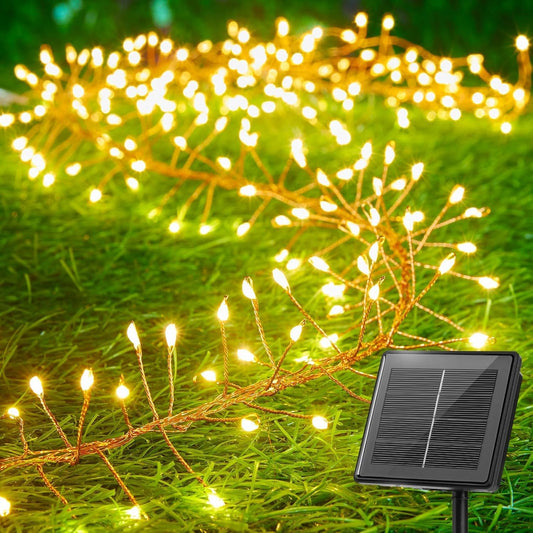 Brightown Solar String Lights for Outside, 19.6Ft 240 LED Solar String Lights Outdoor Waterproof, Solar Fairy Lights with 8 Modes for Patio Party Garden Yard Home, Warm White