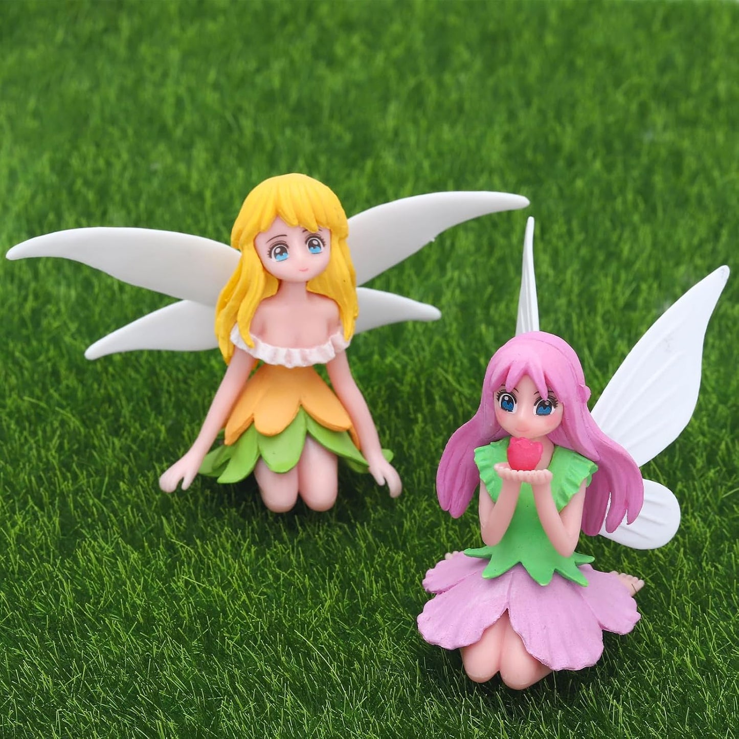 ONEST 12 Pieces Miniature Fairy Garden Accessories Small Fairy Figurines Hand Painted Fairies Figures Girl Fly Wing Figurines for Car Decor Fairies Garden Flower Pot Birthday Cake Topper