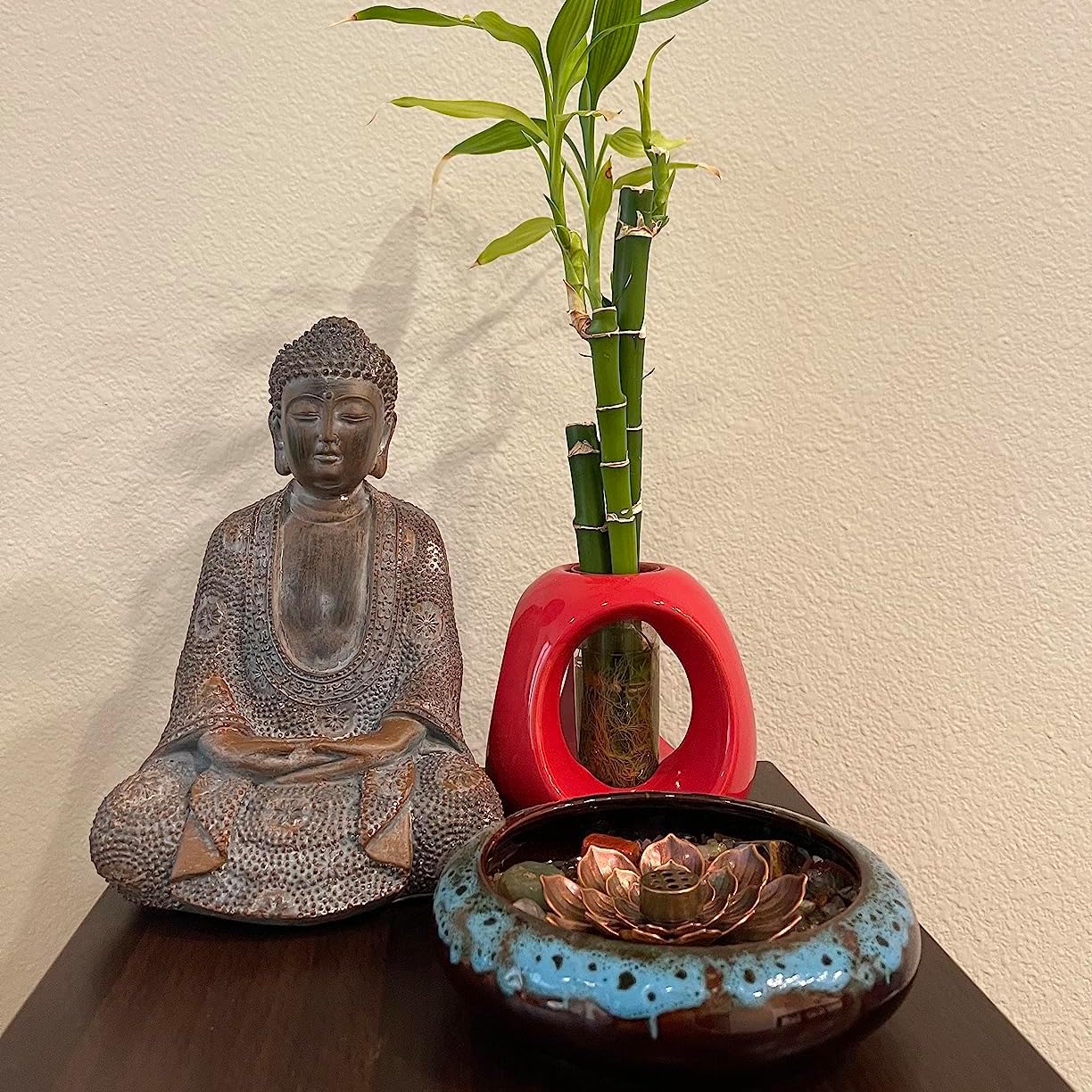 Buddha Statue Outdoor,Zen Garden Decor Buddha Sculpture for Home Meditation Decor Buda Decoration for Patio Desk Porch Yard Art Resin Decoration