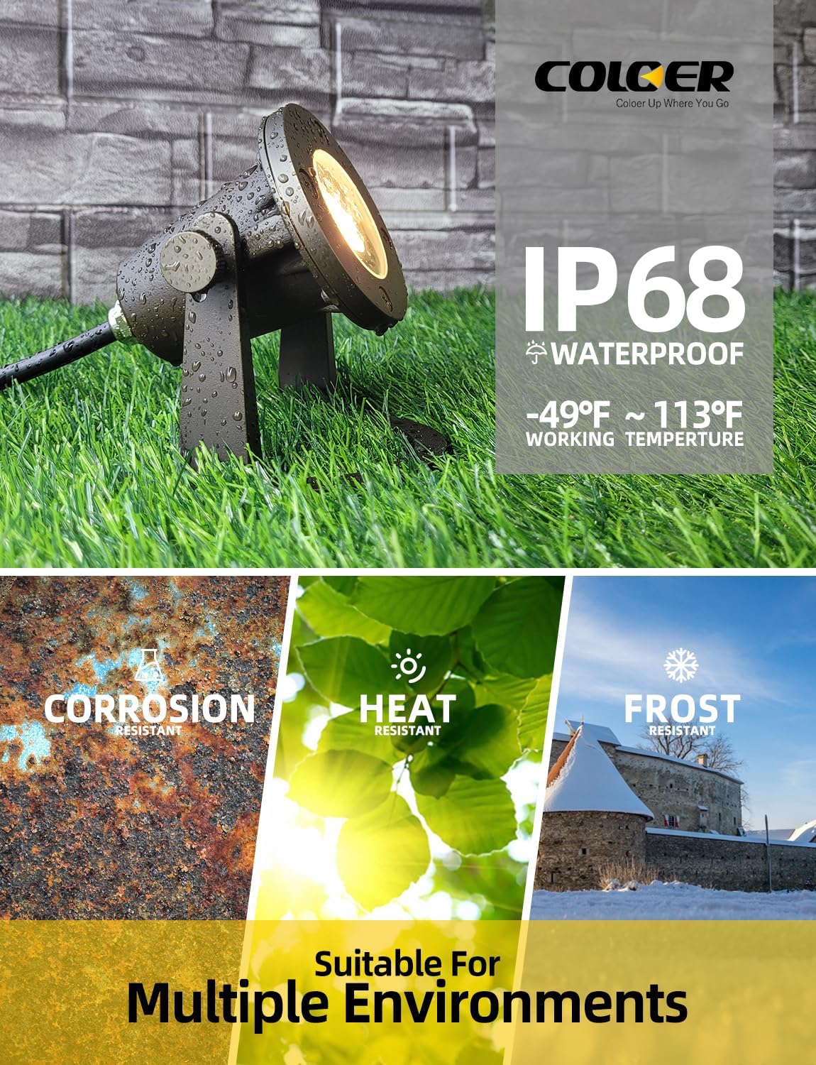 COLOER Brass Underwater Lights(Bronze) 10 Pack with LED MR16 Bulb 12V Low Voltage Fountain Light IP68 Waterproof Copper Outdoor Landscape Lighting for Swimming Pool Ponds or Outside Water as Spotlight