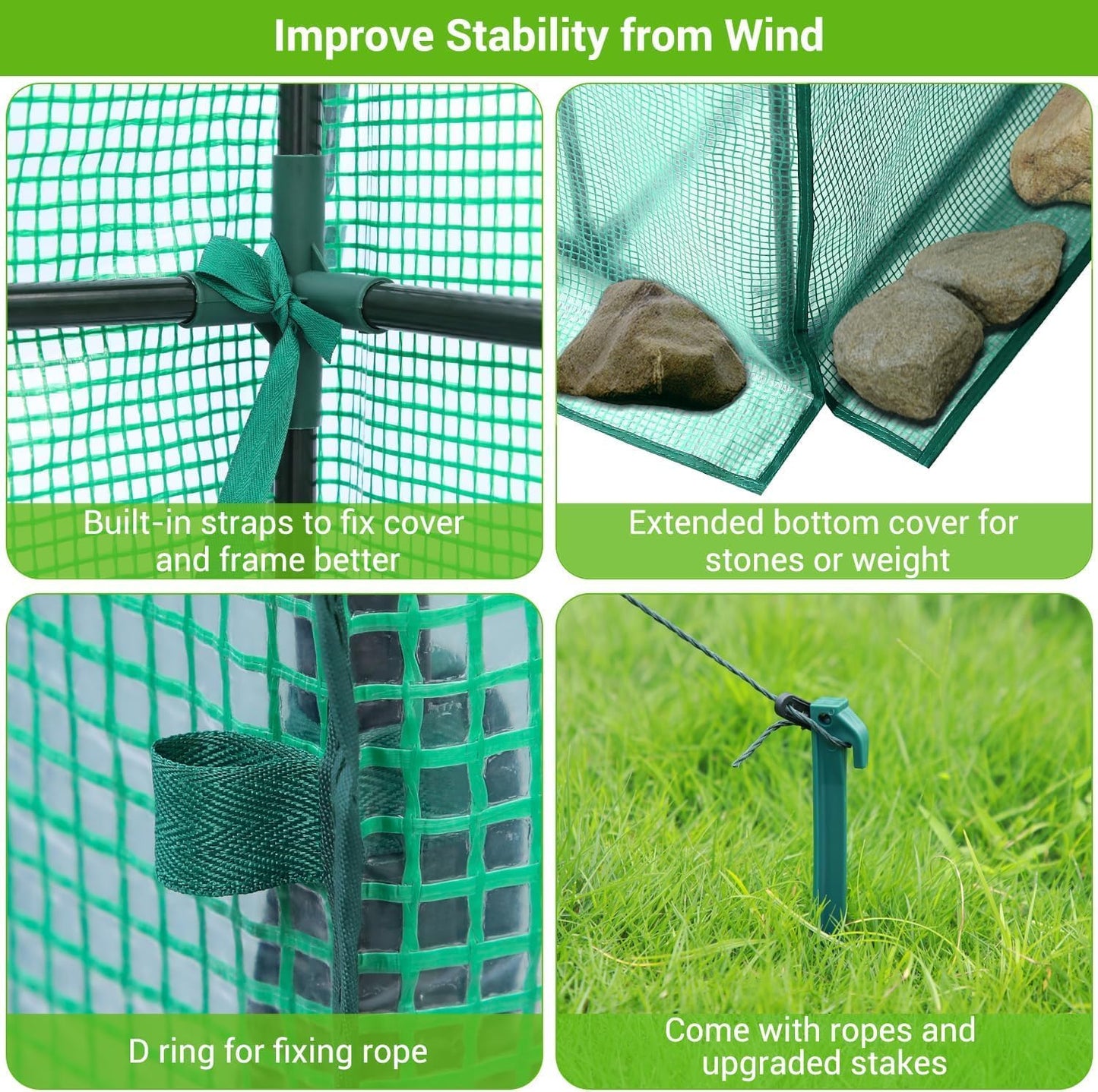 Ohuhu Greenhouse for Outdoors with Screen Windows, 57 x 57 x 76'' Walk in Plant Greenhouses Heavy Duty with Durable PE Cover, 3 Tiers 12 Shelves Stands Plastic Portable Green House with Shelf Clips