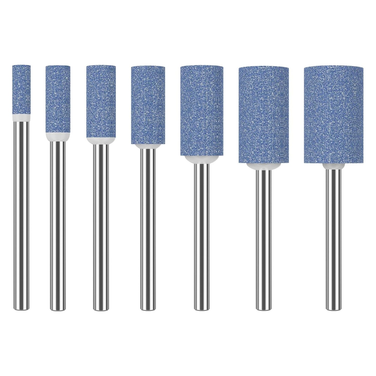 HUHAO 7Pcs Rotary Grinding Stone- 3mm Shank Assorted Shape Abrasive Stone Mounted Grinding Point Sharpening Bits for Rotary Tool Drill, Grinding, Polishing