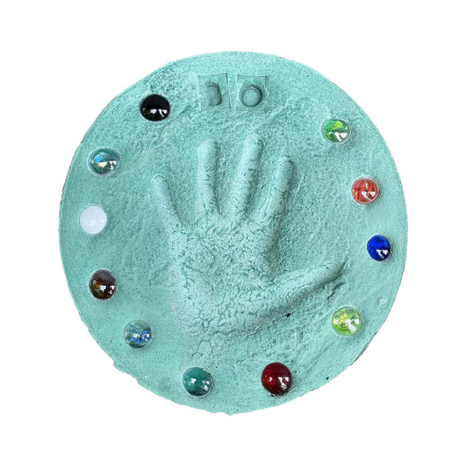 DIY Stepping Stone Kit with Color Pigment, Handprint Stepping Stone, Mother's Day Gift, Footprint Stepping Stone (10 Inch, Green)
