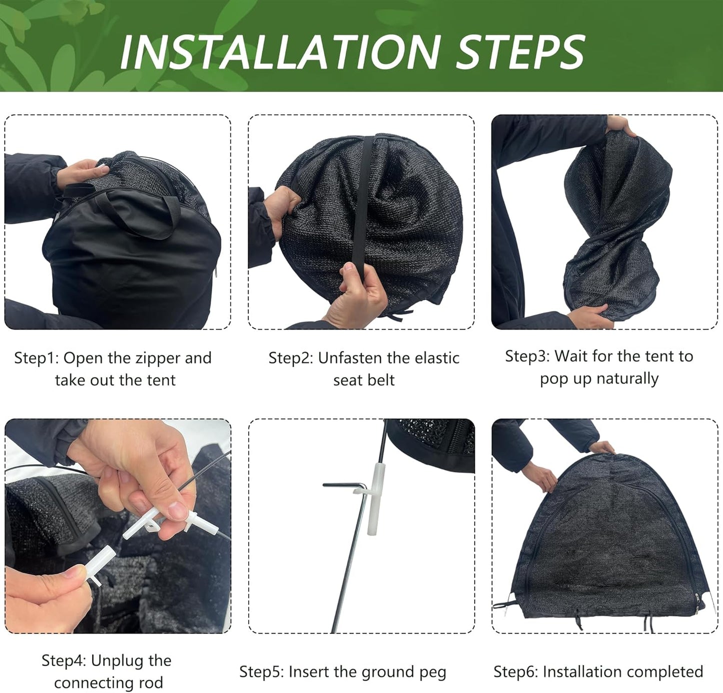 DECOHS 33" x 33" x 33" UV Resisitant 80% Pop up Plant Shade Tent, Garden Sunshade Cloth Sun Protection Tent, Sunblock Plant Cover Net with Stakes for Outdoor Plants Flower Potted