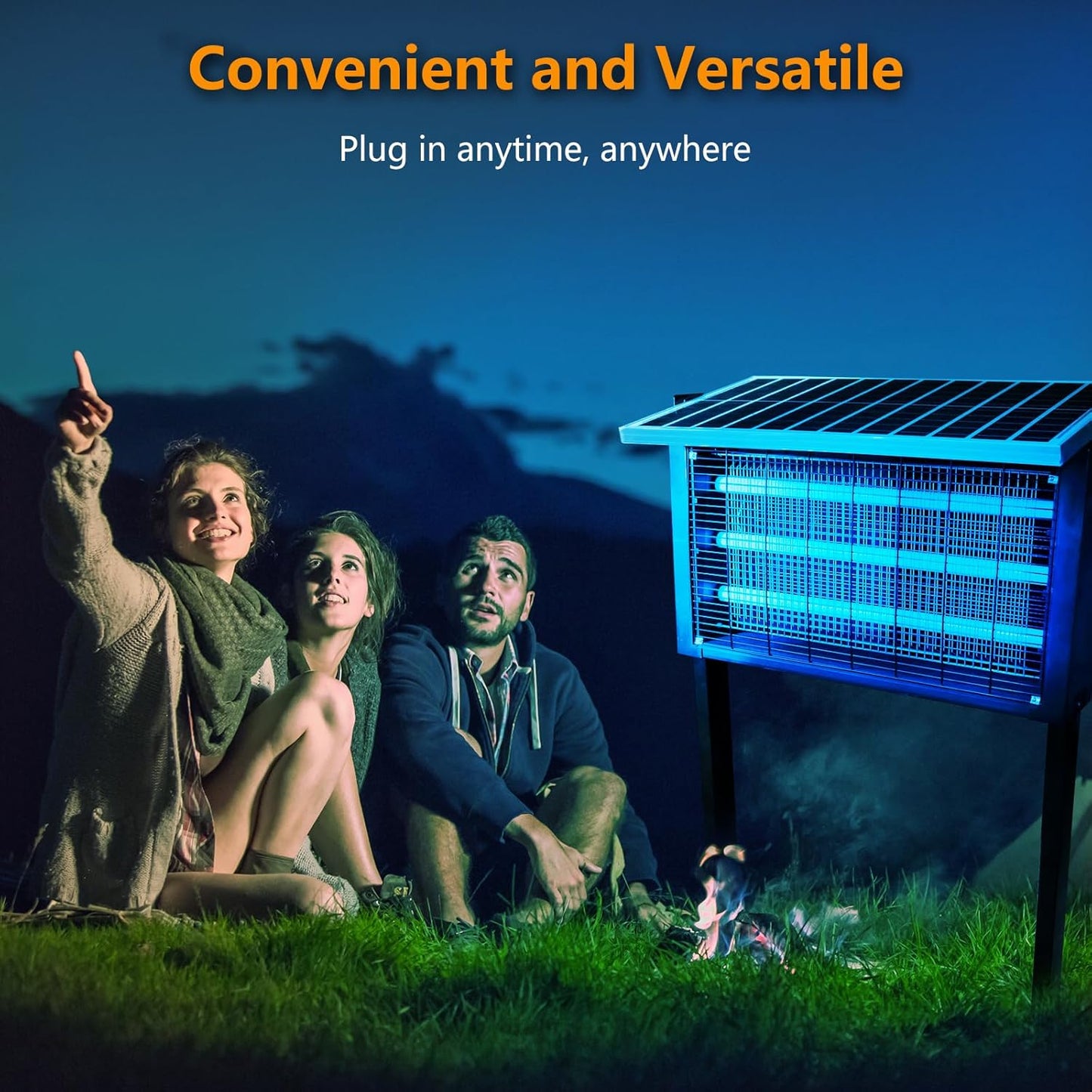 Powerful Super Large Solar Bug Zapper Outdoor for 8000 sq.ft, Poartable Rechargeable Mosquito Zapper with High Powered, Cordless Solar Zapper for Patio Garden Backyard RV Camping with 30W Solar Panel