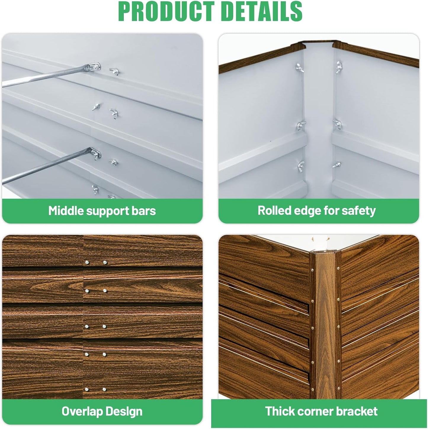 SnugNiture 2 Pcs 4x2x2FT Raised Garden Bed Galvanized Planter Garden Boxes Outdoor, Deep Root Planter Raised Bed for Vegetables Flowers Herbs,Brown