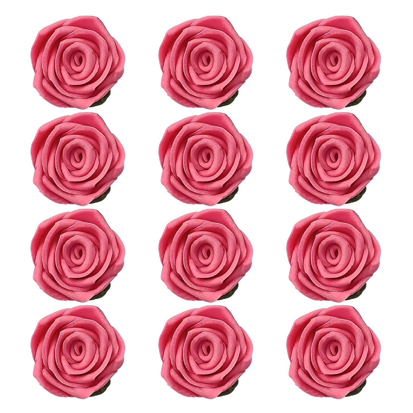 Confect Edible Pink Flamingo Rose Toppers – Edible Roses for Cake Decorating – Vibrant Floral Toppers for Desserts-Vegan, Gluten-Free, Nut-Free, Soy-Free, Dairy-Free, Palm Oil-Free - Pack of 12