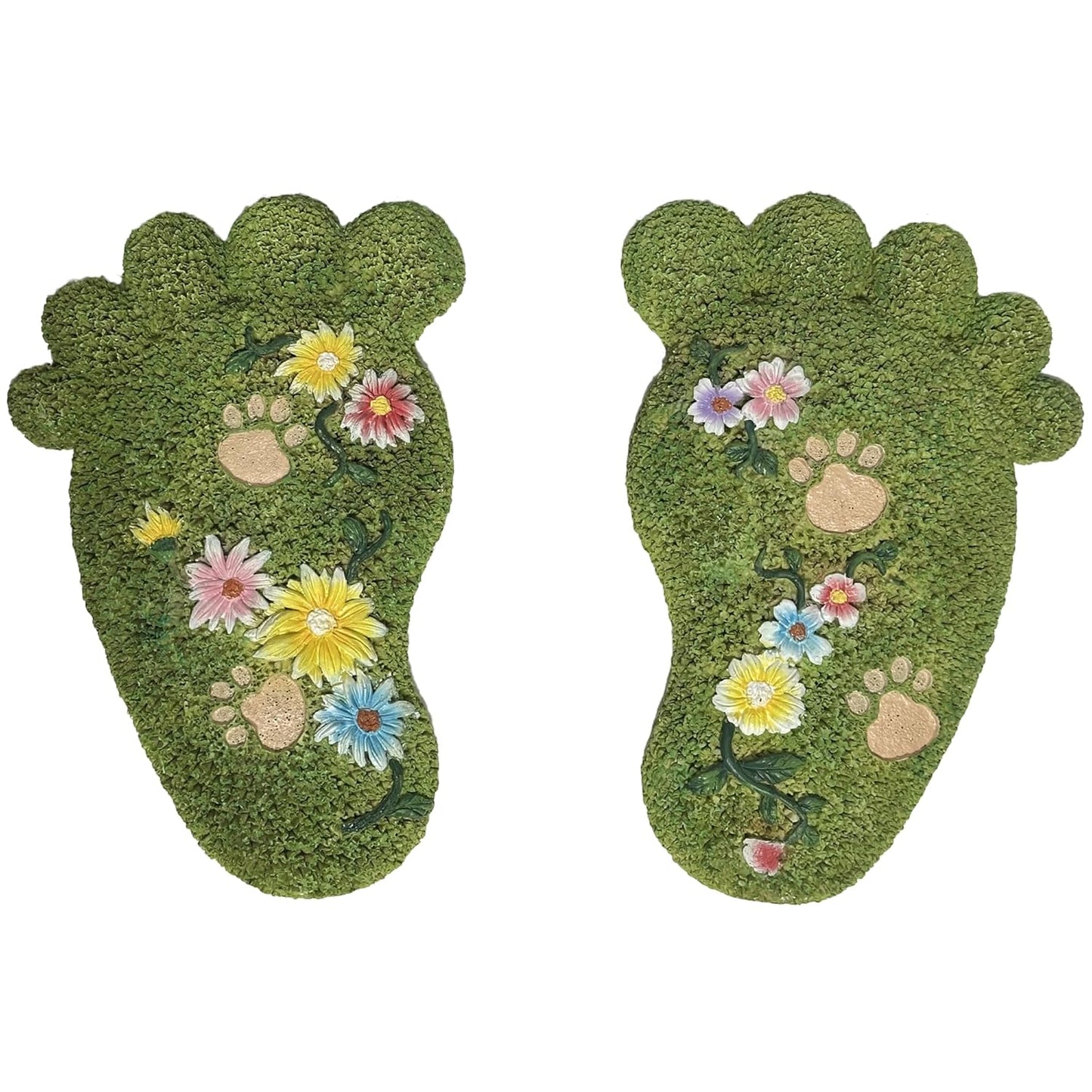 Garden Stepping Stones - Patio Outdoor Decorative Footprint Stones, Lawn Stepping Stones Set, Resin (Set of 2)