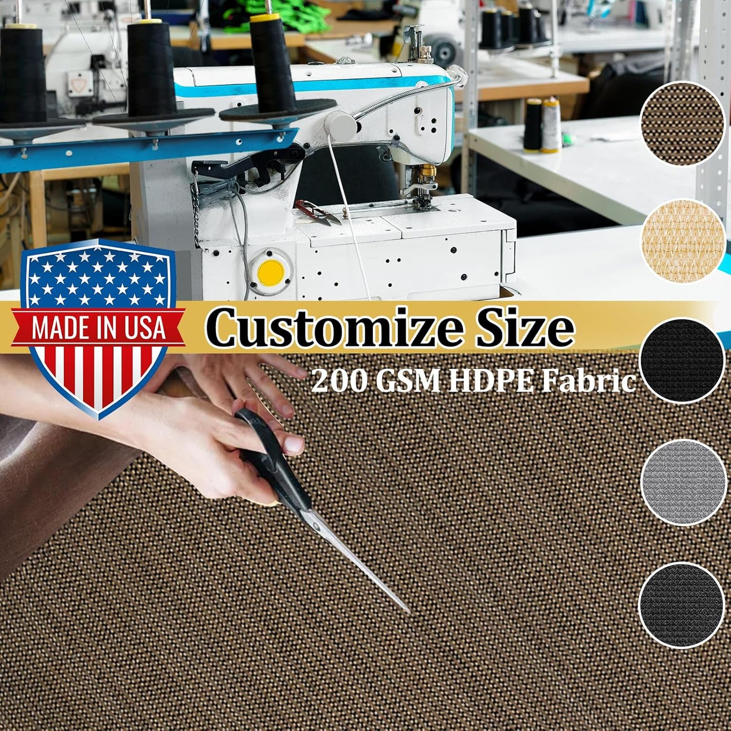 Shade&Beyond Customized Size 6' X 17' Shade Cloth with Grommets, 90% UV Protection UV Protection Mesh Tarp Sun Screens for Patio GN01, Mocha