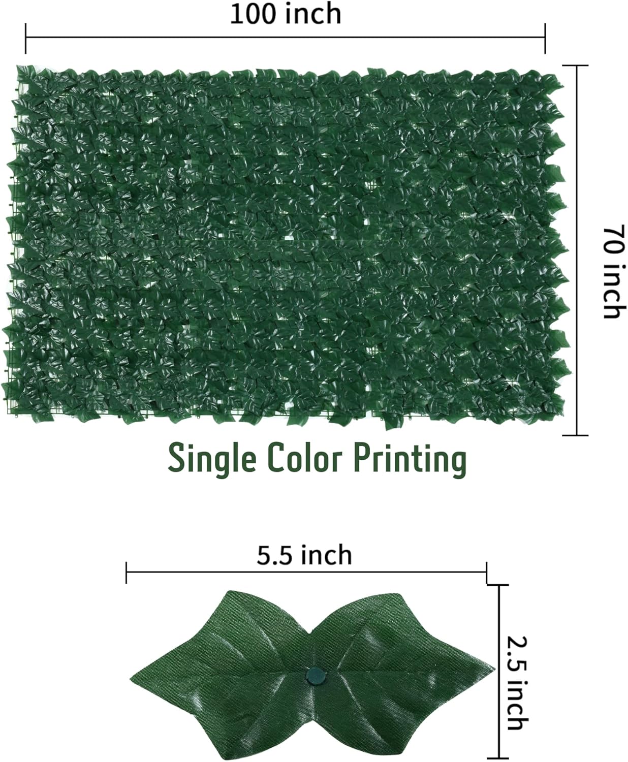 Jinwu Artificial Ivy Privacy Fence Screen (2 Rolls, Total 69x98.4 inch), Expandable Faux Privacy Fence with 79 pcs Zip Ties, Decoration for Outdoor Garden, Solid-Color Sweet Potato Leaf (Budget)