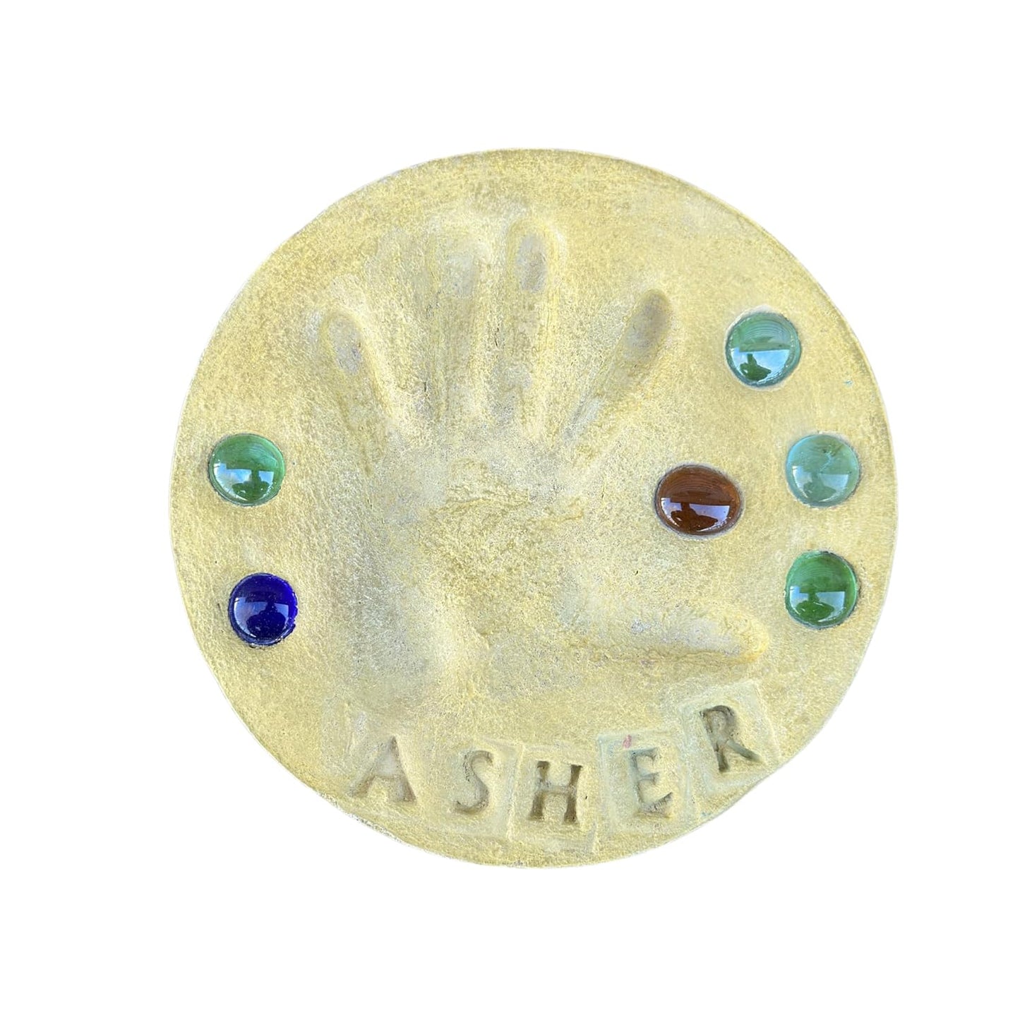 DIY Stepping Stone Kit with Color Pigment, Handprint Stepping Stone, Mother's Day Gift, Footprint Stepping Stone (8 Inch, Yellow)