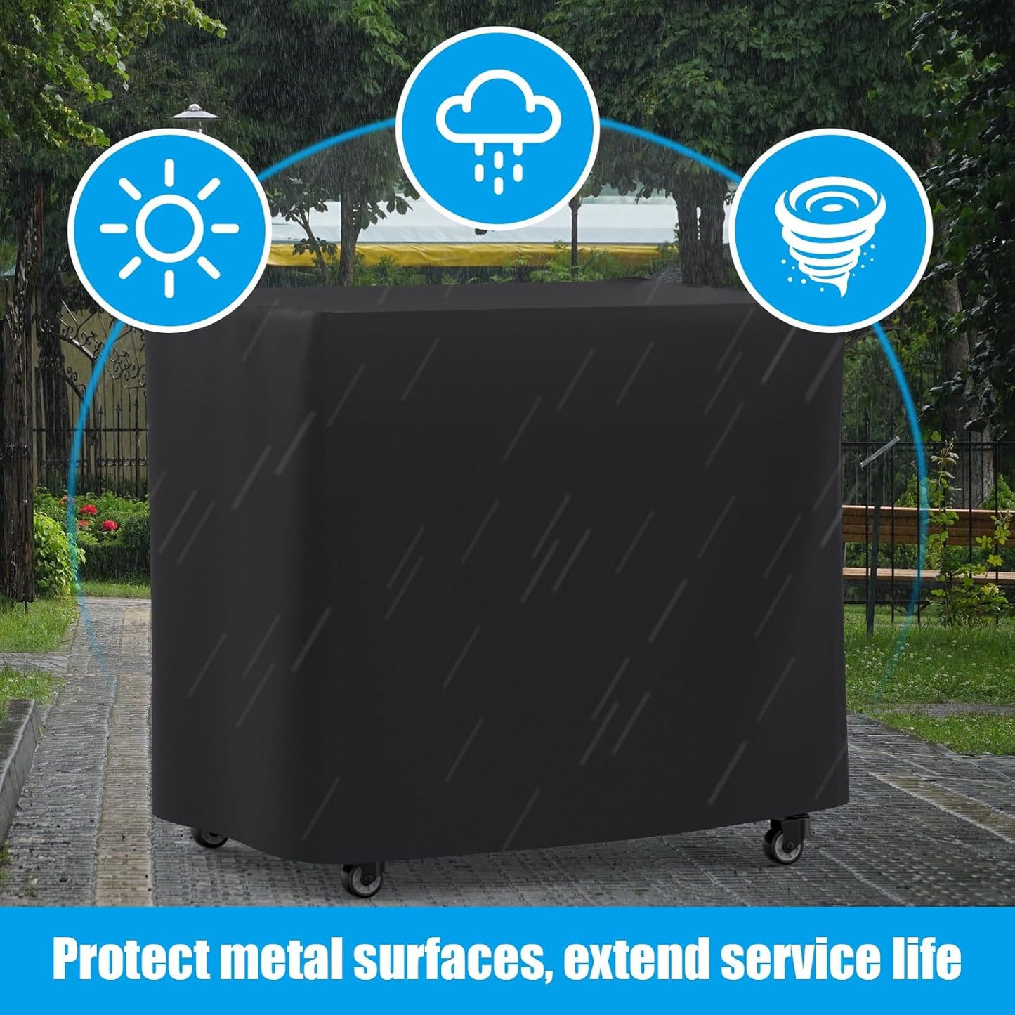 LS'BABQ Pizza Oven Table Cart for Ooni, Ninja Woodfire, Blackstone Grill Stand, Outdoor Grill Cart with Wheels, Stainless Steel Rolling Trolley Kitchen Cooking Food Prep and Work Cart Table with Cover