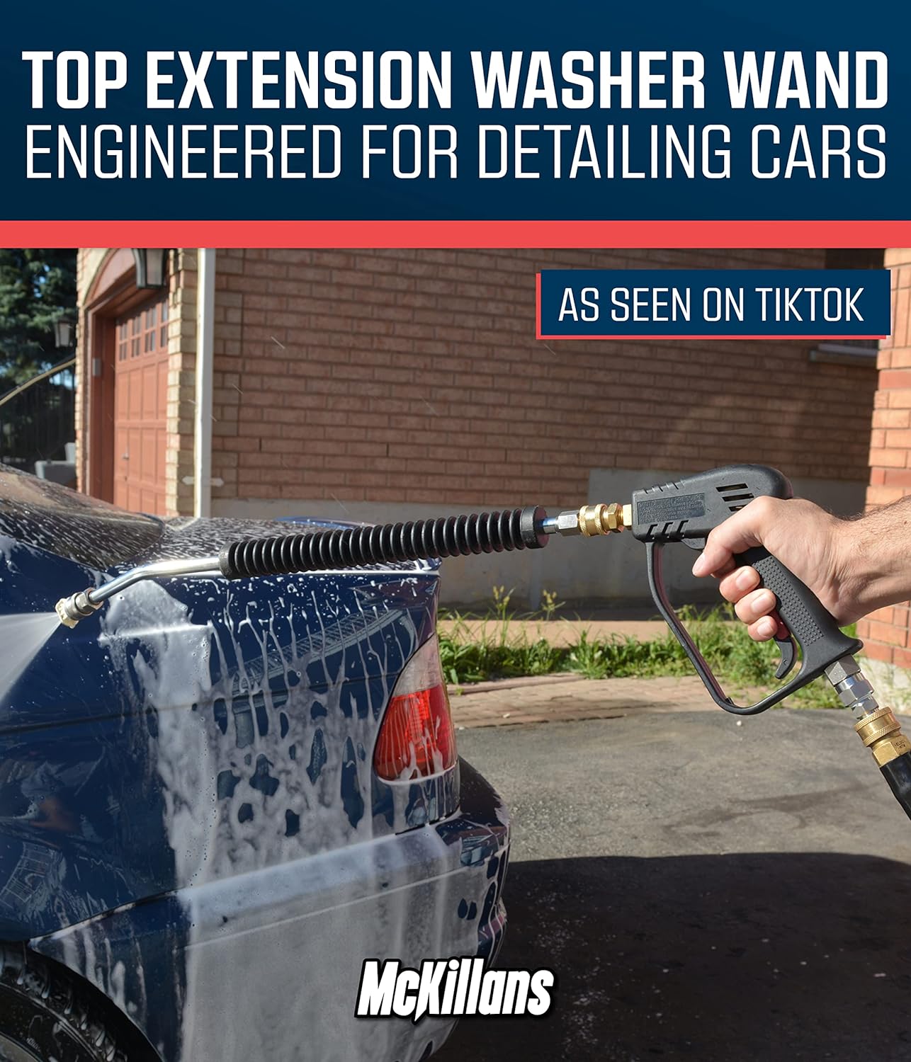 McKillans® Car Pressure Washer Extension Wand - Power Washer Wand Extension for Car Wash - Short Pressure Washer Wand Replacement - Pressure Washer Accessories & Attachments - 1/4” Quick Connect Plug