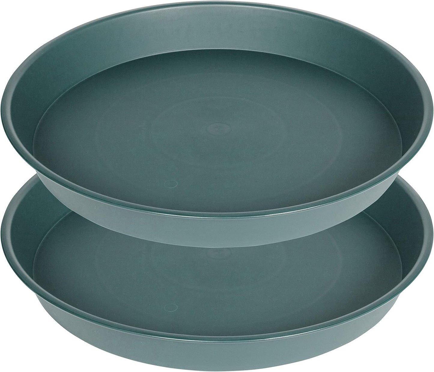 2 Pack of 14 inch Plant Saucer (12.2 Inch Base), 1.7" Depth Tray, Large Deep Garden Plastic Flower Planter Plant Trays for Indoors Outdoor Bath Bath (14", Green)
