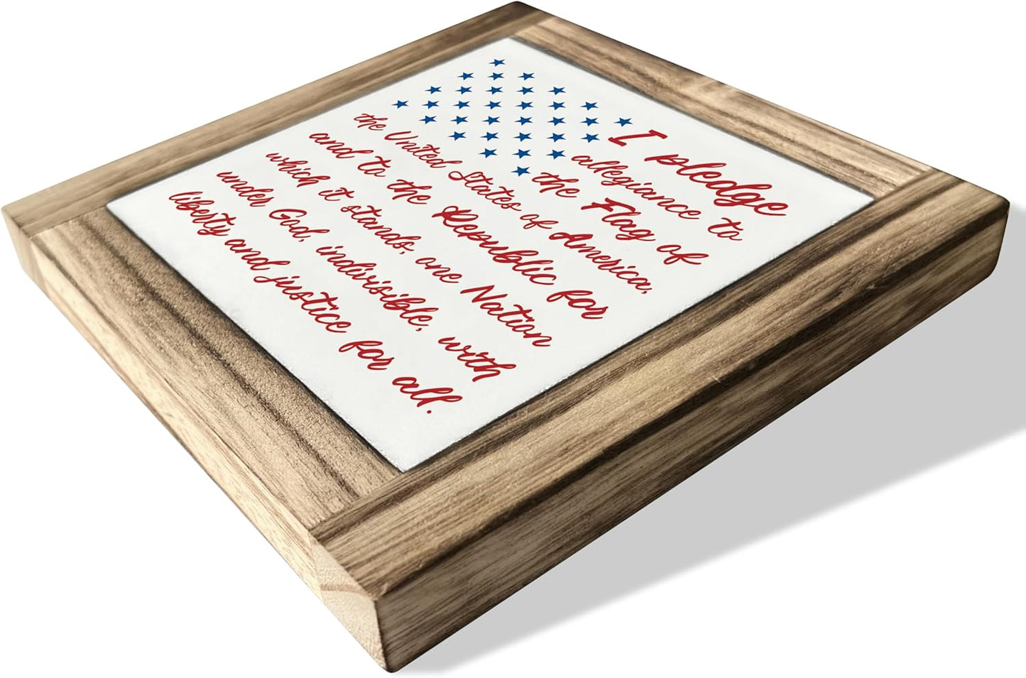 Patriotic Wood Plaque Sign, I Pledge Allegiance to the Flag of United States of America, Box Wood Plaques Desk Décor, American Flag Wooden Sign, 4th of July Woods Decoration, Independence Day Decor