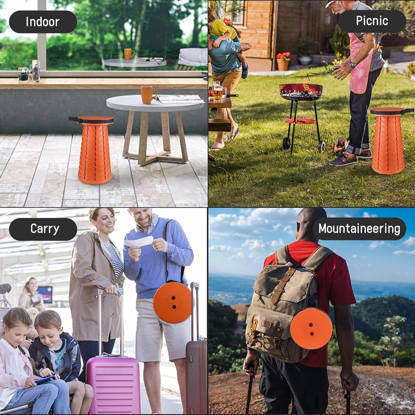 Portable & Lightweight Foldable Camping Chair for Adults, Heavy Duty Folding Stool with Adjustable Shoulder Strap, Perfect for Picnic, Beach, Backyard, and Sporting Events, Max Weight 400lbs