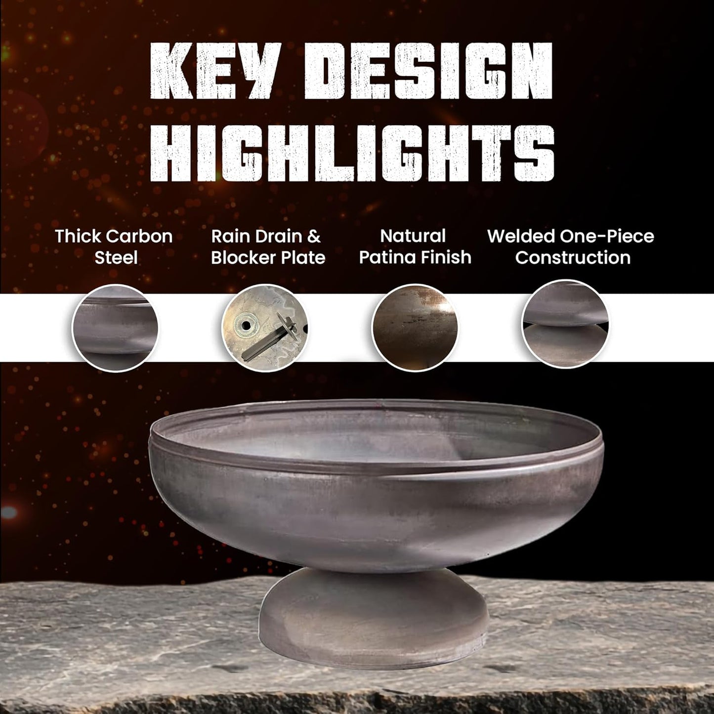 Patriot Fire Pit – Ohio Flame Wood Burning Outdoor Fire Pit - 36" Diameter (Made in USA)