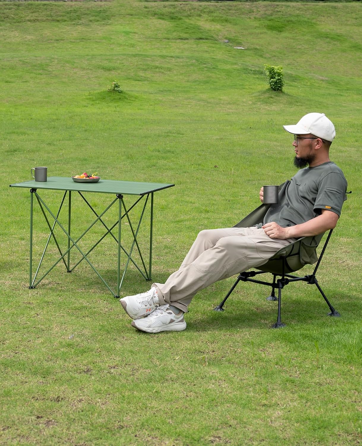 iClimb Ultralight Compact Camping Folding Table with Carry Bag (Reinforced Green - XL)