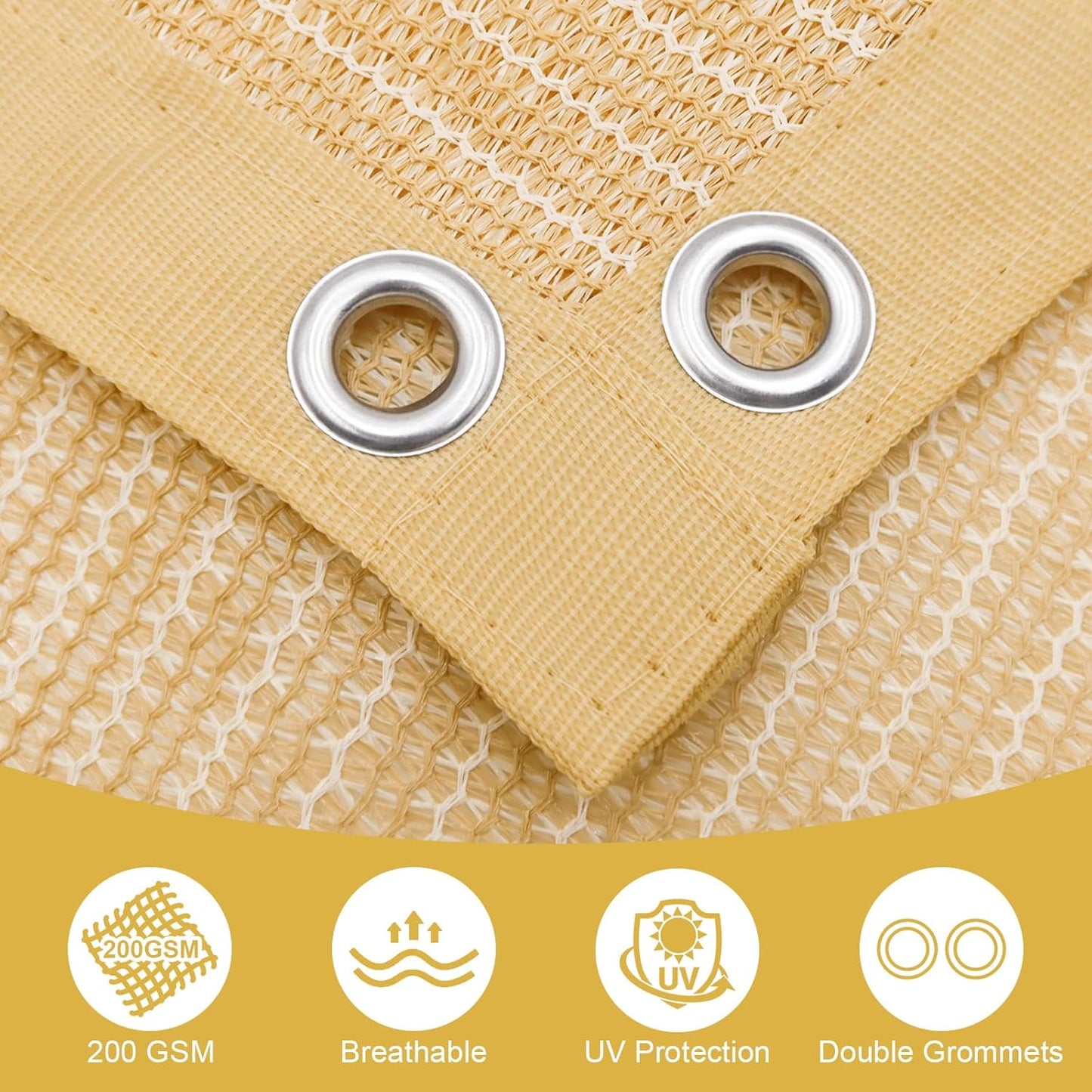 Shade&Beyond 90% Sun Shade Cloth with Grommets, 10' X 14' Pergola Shade Cover Canopy, Mesh Tarp Sun Screens for Patio, Outdoor, Garden, Backyard, Wheat