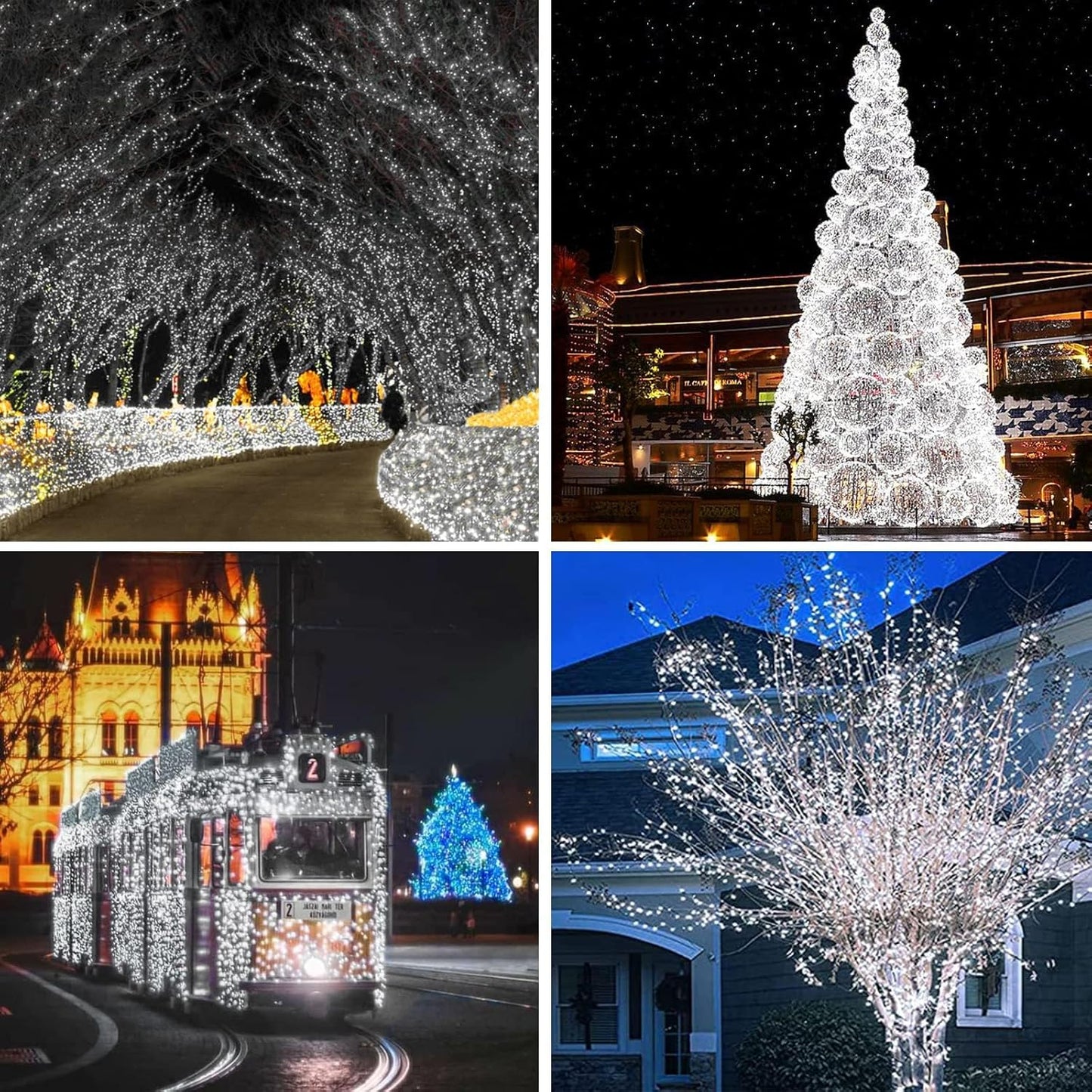 6 Pack Solar String Lights Outdoor, Extra-Long 600LED Fairy Lights Outdoor Waterproof, Solar Twinkle Light Silver Wire 8 Modes Fairy Light for Xmas Tree Party Wedding (Cool White)