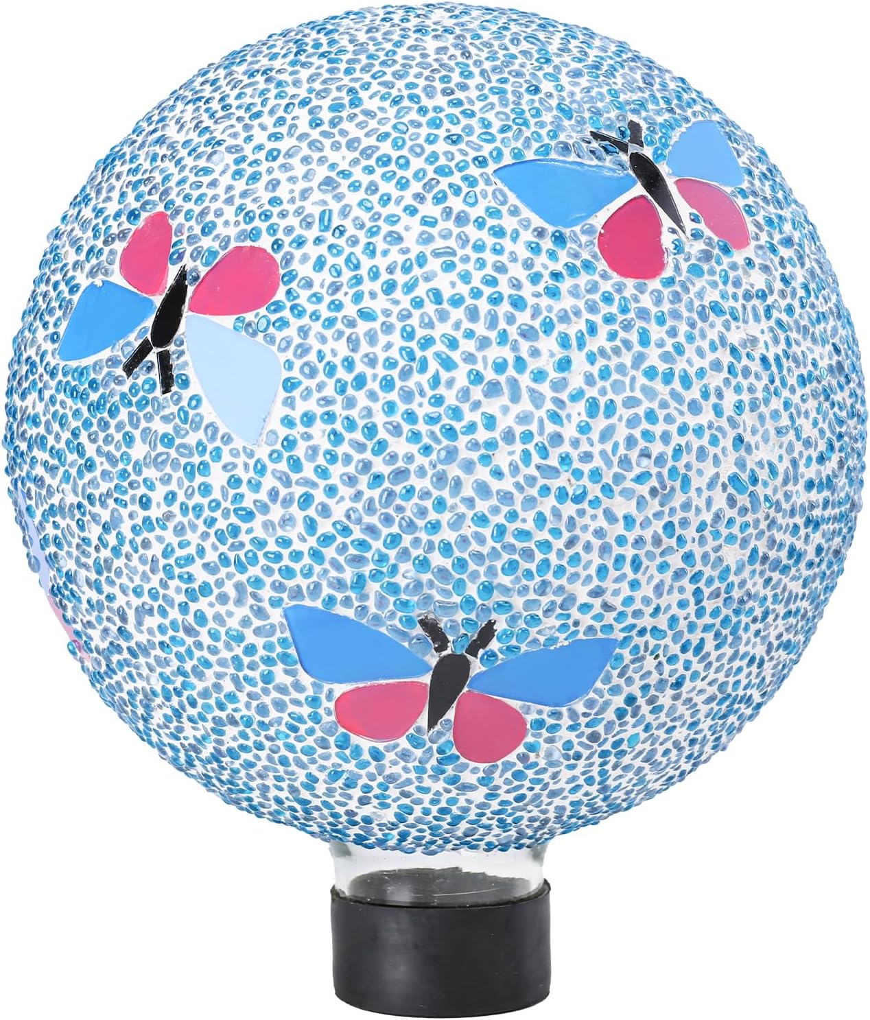 Gazing Ball 8 Inch Butterfly Glass Mosaic Garden Globe Outdoor Gazing Globe Yard Ornament for Garden Yard Home Lawn Outdoor Decoration Gift for Women (Not Solar Powered)